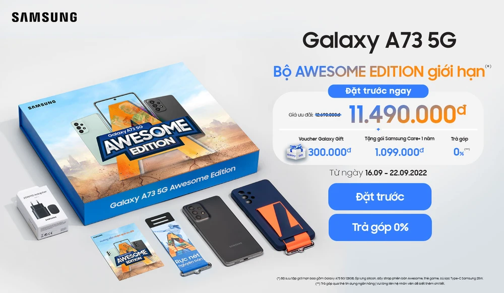 Bộ Galaxy A73 5G Awesome Edition giới hạn chinh phục tín đồ gaming