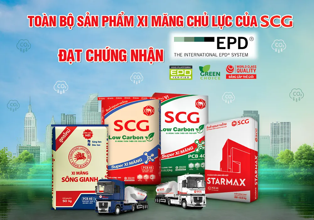 SCG Việt Nam đạt chứng nhận EPD cho toàn bộ xi măng chủ lực, khẳng định vị thế tiên phong bền vững. 