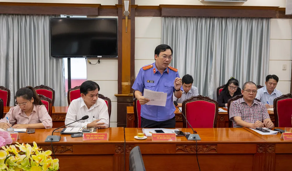 Đại diện Viện Kiểm sát Nhân dân TPHCM thảo luận, đưa ra ý kiến tại buổi tiếp công dân.jpg