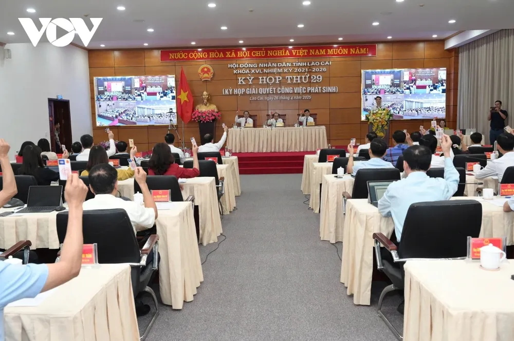 Kỳ họp HĐND tỉnh Lào Cai kết nối trực tuyến với Yên Bái nhằm quyết nghị việc sắp xếp đơn vị hành chính cấp tỉnh, cấp xã LAOCAI.jpg