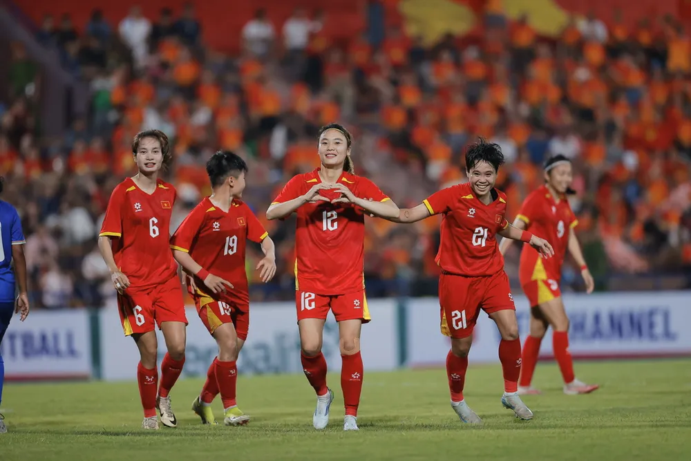 Đội tuyển nữ Việt Nam rộng cửa vào vòng chung kết giải bóng đá nữ châu Á 2026. Ảnh: THANH QUỐC D6b.jpg