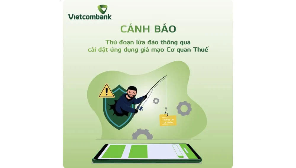 Ngân hàng Thương mại cổ phần Ngoại thương Việt Nam (Vietcombank) cảnh báo thủ đoạn lừa đảo. Ảnh: CHÍ THẠCH Ngân hàng Thương mại cổ phần Ngoại thương Việt Nam (Vietcombank) cảnh báo thủ đoạn lừa đảo. Ảnh: CHÍ THẠCH