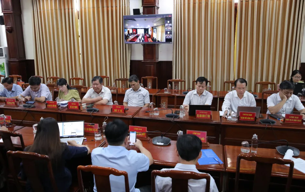 Các đại biểu tham dự hội thảo tại điểm cầu tỉnh Bình Phước