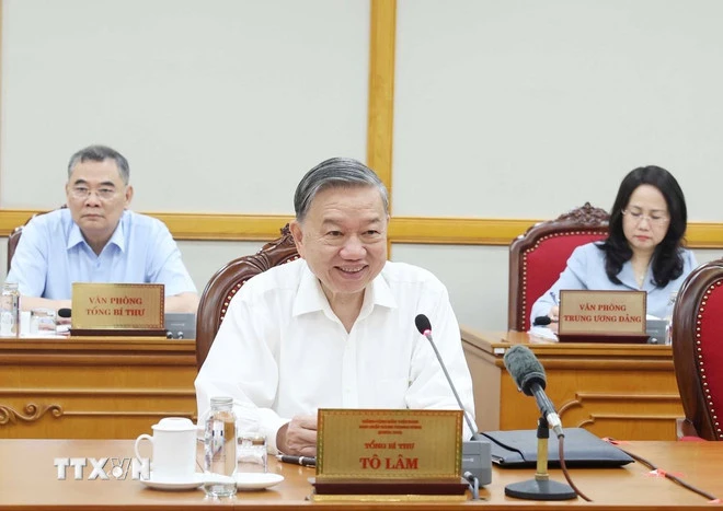 Tổng Bí thư Tô Lâm chủ trì cuộc họp của Bộ Chính trị, Ban Bí thư. Ảnh: TTXVN Tổng Bí thư Tô Lâm chủ trì cuộc họp của Bộ Chính trị, Ban Bí thư. Ảnh: TTXVN