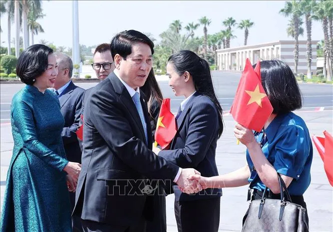 Lễ tiễn Chủ tịch nước Lương Cường và Phu nhân tại sân bay quốc tế Cairo tin2.jpg