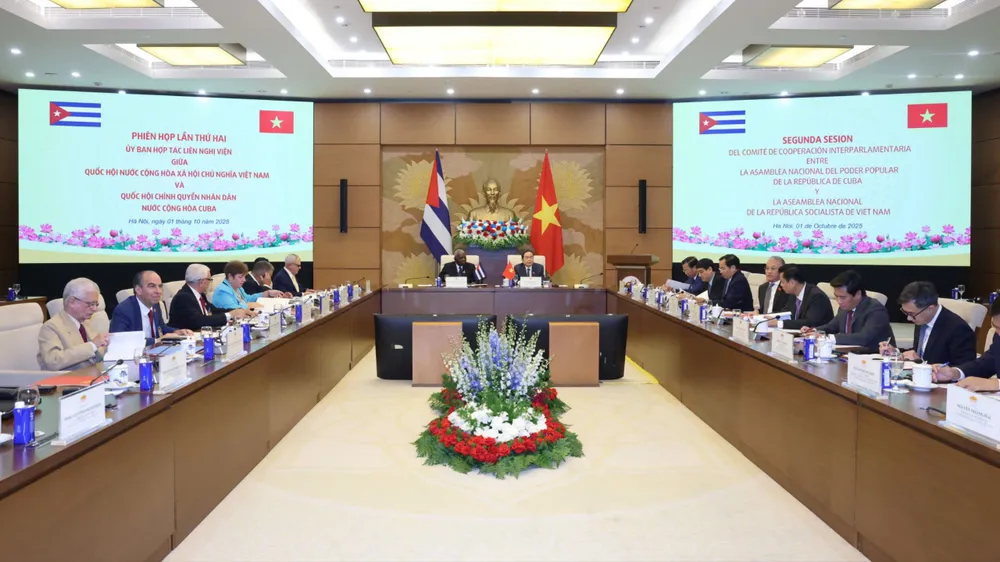 Phiên họp thứ hai của Ủy ban hợp tác liên nghị viện Việt Nam - Cuba ngày 1-10. Ảnh: QUANG PHÚC