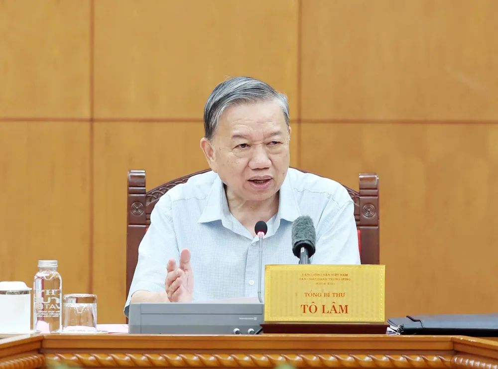 Tổng Bí thư Tô Lâm phát biểu tại buổi làm việc. Ảnh: TTXVN D1f.jpg