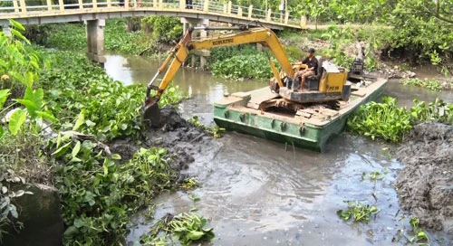 Tiền Giang sẽ nạo vét 10 tuyến kênh, rạch để trữ nước ngọt phòng, chống hạn mặn. Ảnh: NGỌC PHÚC