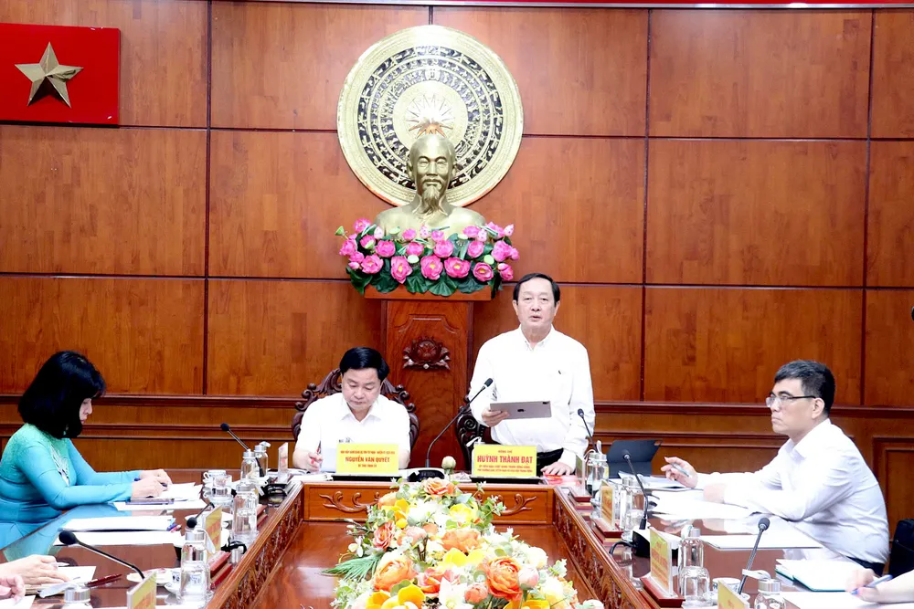 Phó trưởng Ban Tuyên giáo và Dân vận Trung ương Huỳnh Thành Đạt phát biểu tại buổi làm việc với Tỉnh ủy Tây Ninh QUANG CANH.jpg