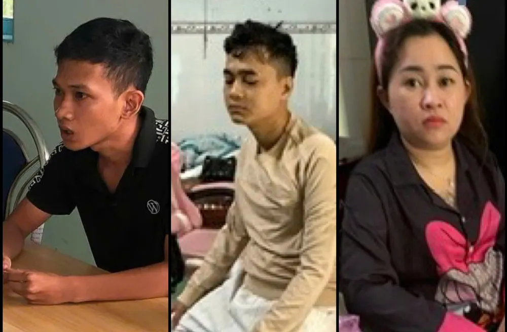 Các đối tượng thực hiện hành vi livestream tổ chức đánh bạc bằng hình thức tài xỉu trên mạng xã hội TikTok. Ảnh: CA DANH BAC 17-9.jpg