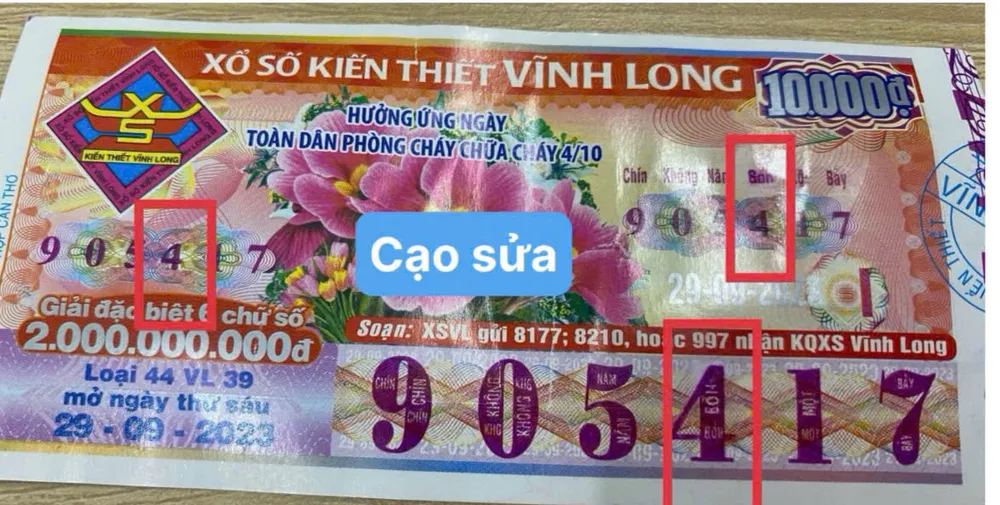 Một tờ vé số cạo sửa cũng được đại lý phát hiện ảnh 3.jpg