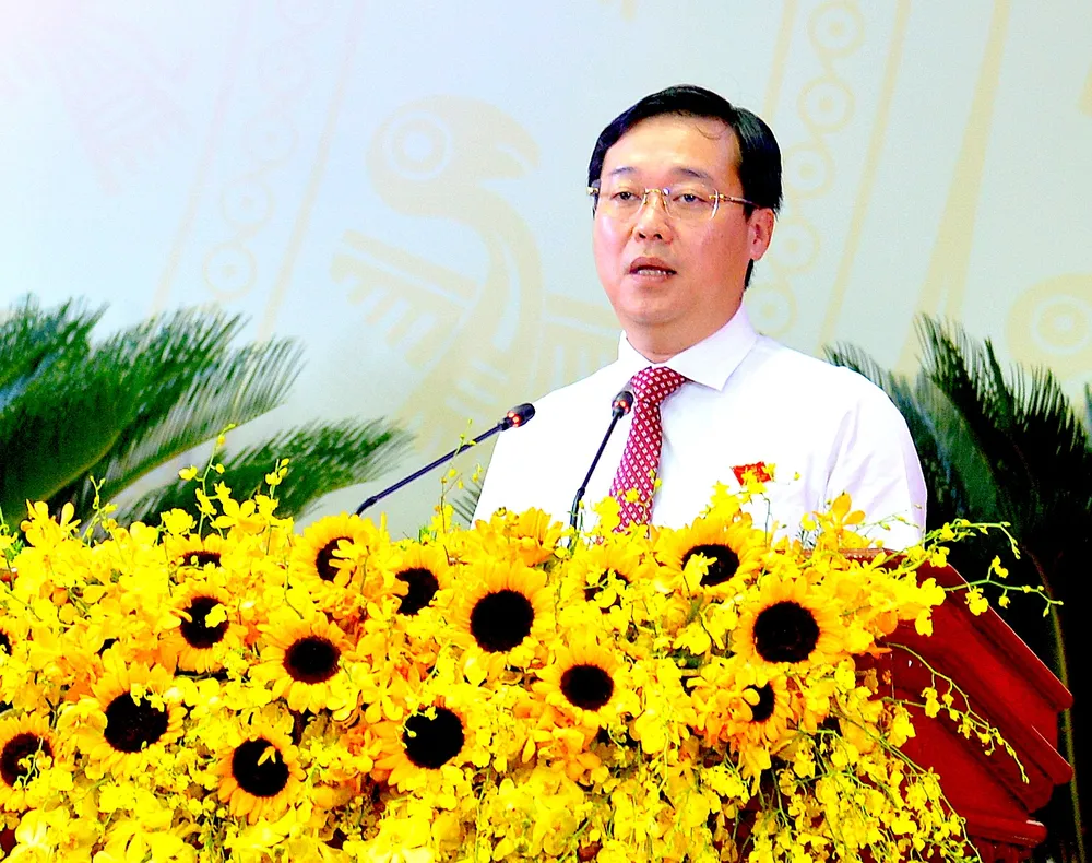 Đồng chí Lê Quốc Phong, Ủy viên Ban Chấp hành Trung ương Đảng, Bí thư Tỉnh ủy Đồng Tháp nhiệm kỳ 2020-2025, phát biểu bế mạc đại hội lqp.JPG