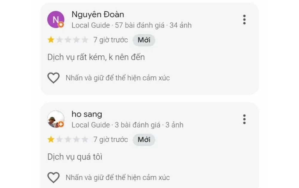 Các chủ nhà hàng, khách sạn, quán ăn, dịch vụ bị đánh giá 1 sao khiến địa điểm mất uy tín, khó tiếp cận khách hàng 1000059589.jpg