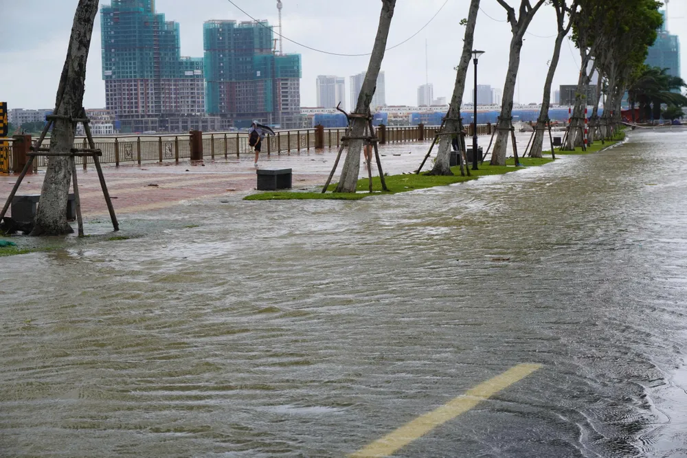 Aufgrund großer Wellen trat der Han-Fluss über die Nhu Nguyet Street und verursachte in einigen angrenzenden Gebieten Überschwemmungen. z7144534564953_8032fb86c6c1cf761dd5895512755552.jpg