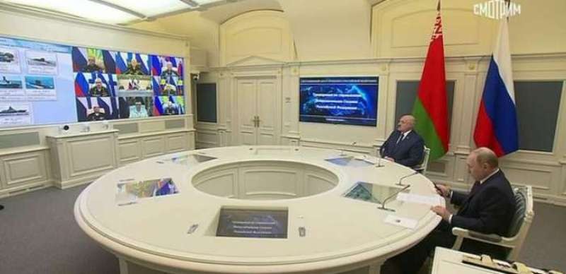 俄白總統共同觀摩俄軍舉行戰略威懾力量演習。圖源：互聯網