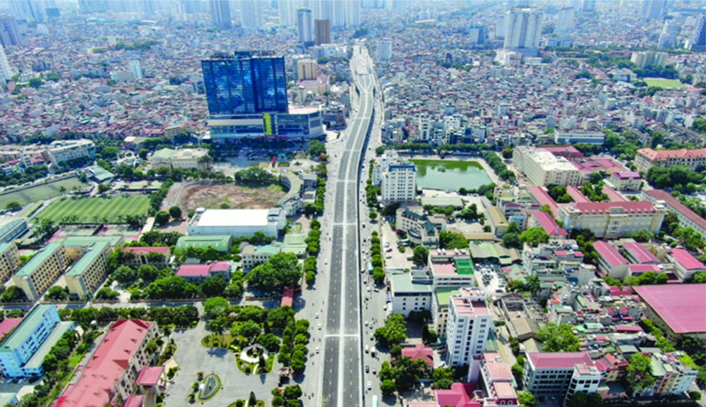 從高空俯瞰的河內市環市２路。