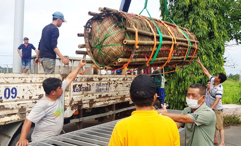 芹苴市某企業敬獻一對巨型粽子。