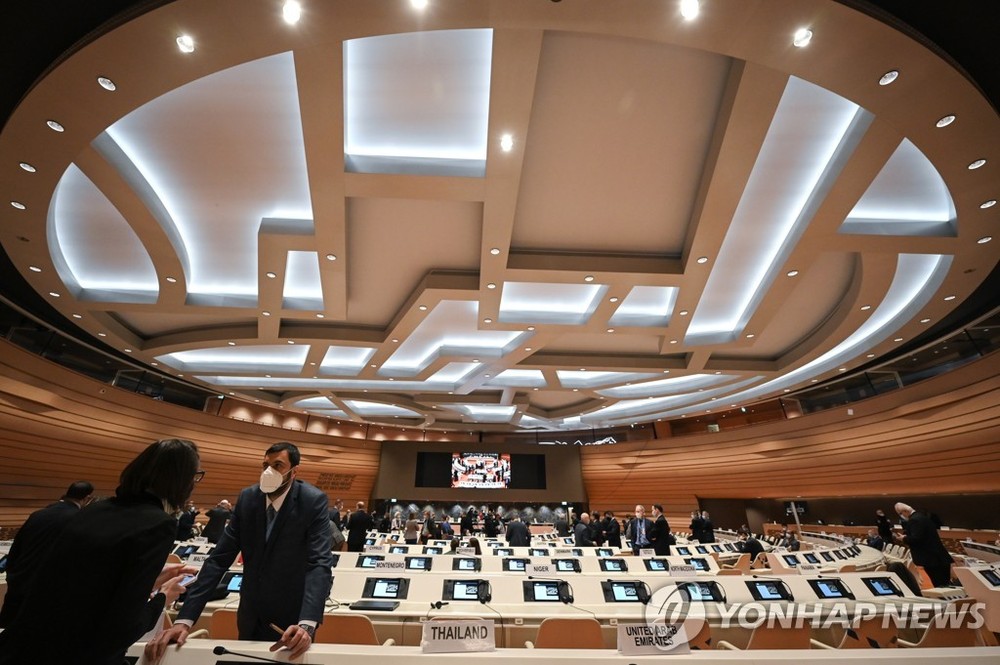 3月的日內瓦裁軍談判會議現場。韓聯社/歐新社