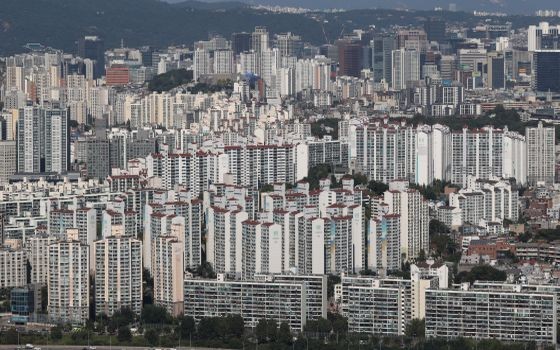 從首爾汝矣島63大廈瞭望的市區公寓。(圖:韓聯社)