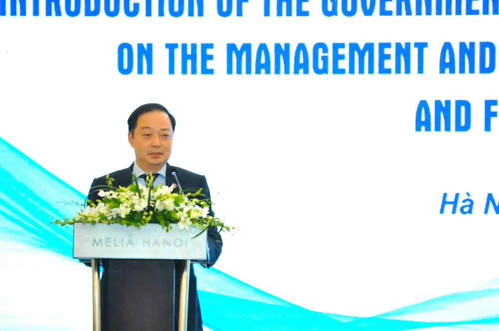 Ông Nguyễn Quốc Phương, Cục trưởng Cục Quản lý nợ và Kinh tế đối ngoại phát biểu tại hội thảo Ông Nguyễn Quốc Phương 2.JPG
