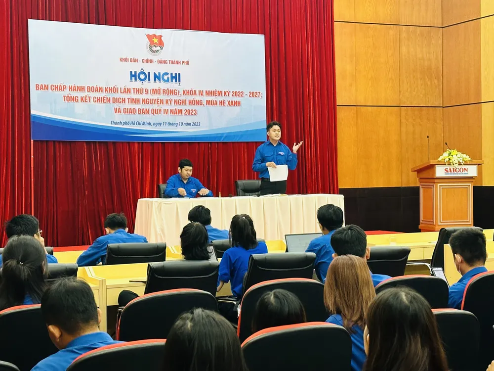 Hội nghị Ban Chấp hành Đoàn Khối lần thứ 9, khóa IV, nhiệm kỳ 2022 - 2027 (mở rộng) và giao ban quý IV năm 2023 Hội nghị Ban Chấp hành Đoàn Khối lần thứ 9, khóa IV, nhiệm kỳ 2022 - 2027 (mở rộng) và giao ban quý IV năm 2023