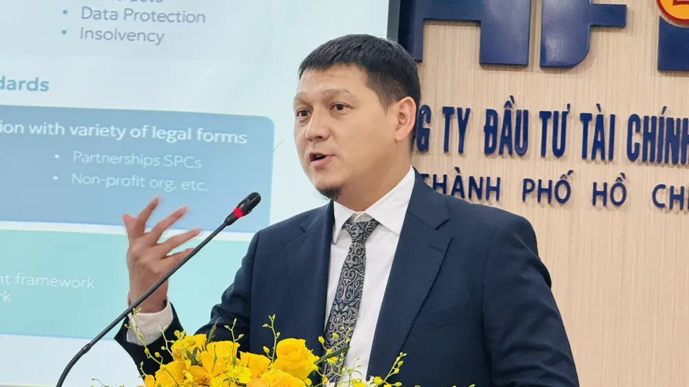 Ông Bakhtiyar Tleubekov, Tổng Giám đốc điều hành Cơ quan AIFC. Ảnh: Đình Dư 17378d08faef4cb115fe.jpg