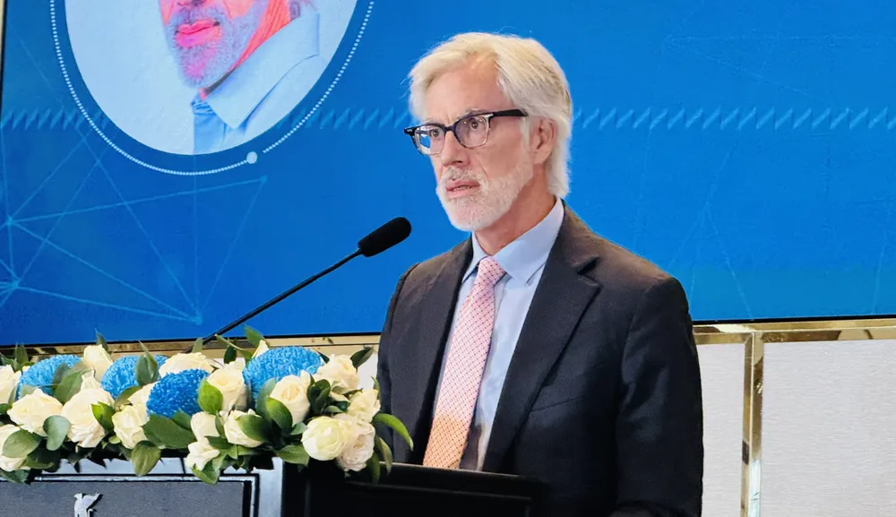 Ông Thomas James Jacobs chia sẻ tại hội thảo. Ảnh: Đình Dư 32c949e1194c9412cd5d.jpg