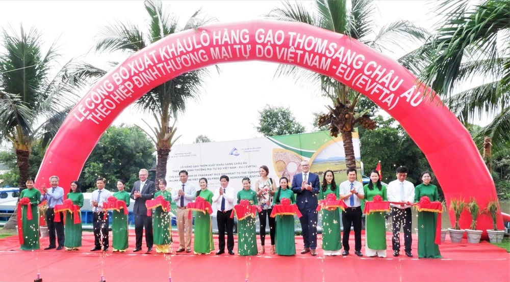 Xuất khẩu lô gạo thơm đầu tiên ở An Giang sang châu Âu theo Hiệp định EVFTA ảnh 1 Xuất khẩu lô gạo thơm đầu tiên ở An Giang sang châu Âu theo Hiệp định EVFTA ảnh 1