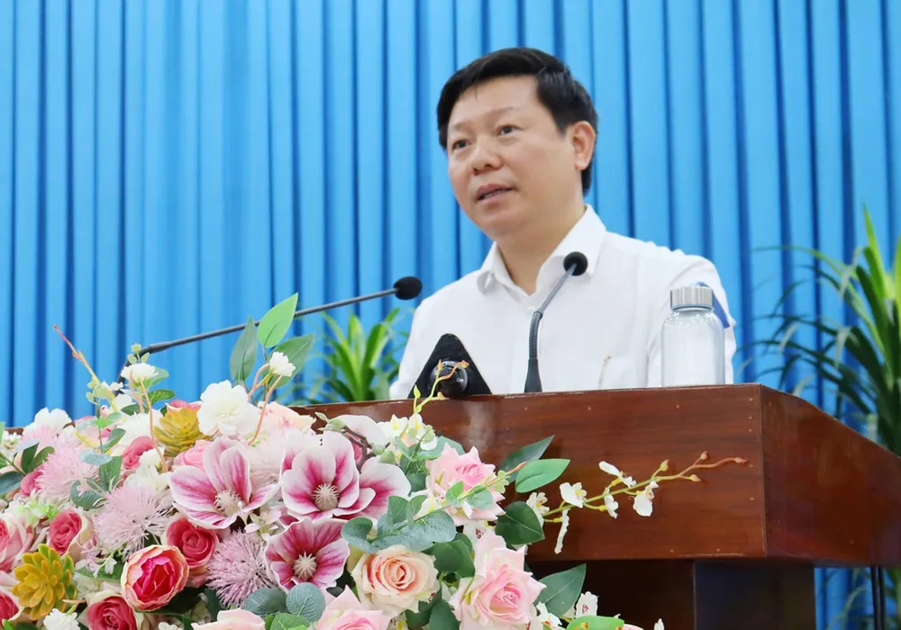 Đồng chí Trần Thanh Lâm phát biểu tại buổi làm việc với lãnh đạo tỉnh An Giang. Ảnh: CTV