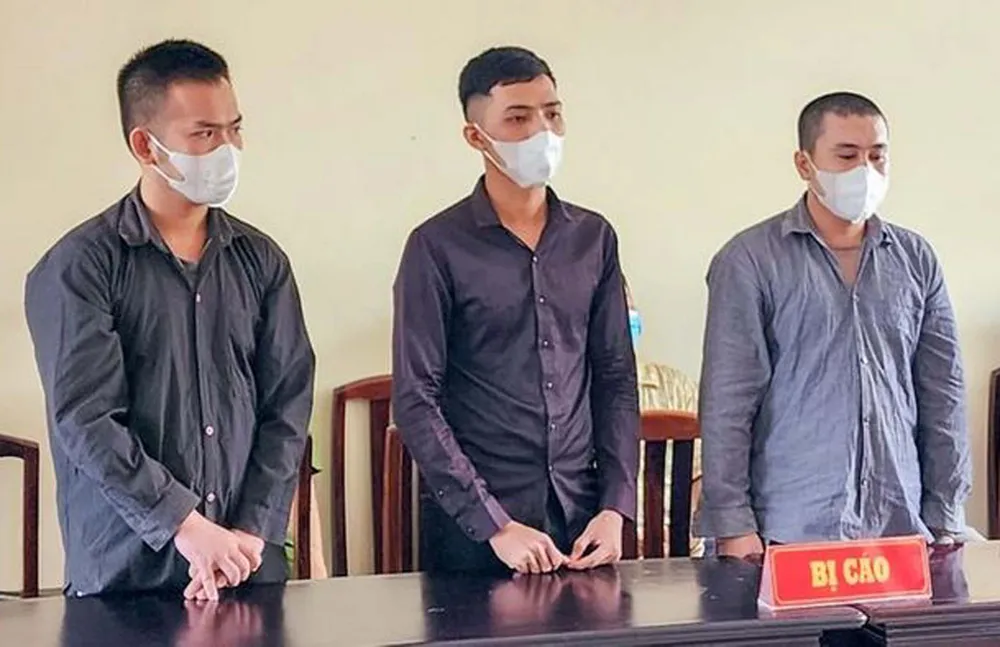 3 bị cáo An, Nghĩa, Danh (từ trái qua) tại tòa. Ảnh: CTV 3 bị cáo An, Nghĩa, Danh (từ trái qua) tại tòa. Ảnh: CTV