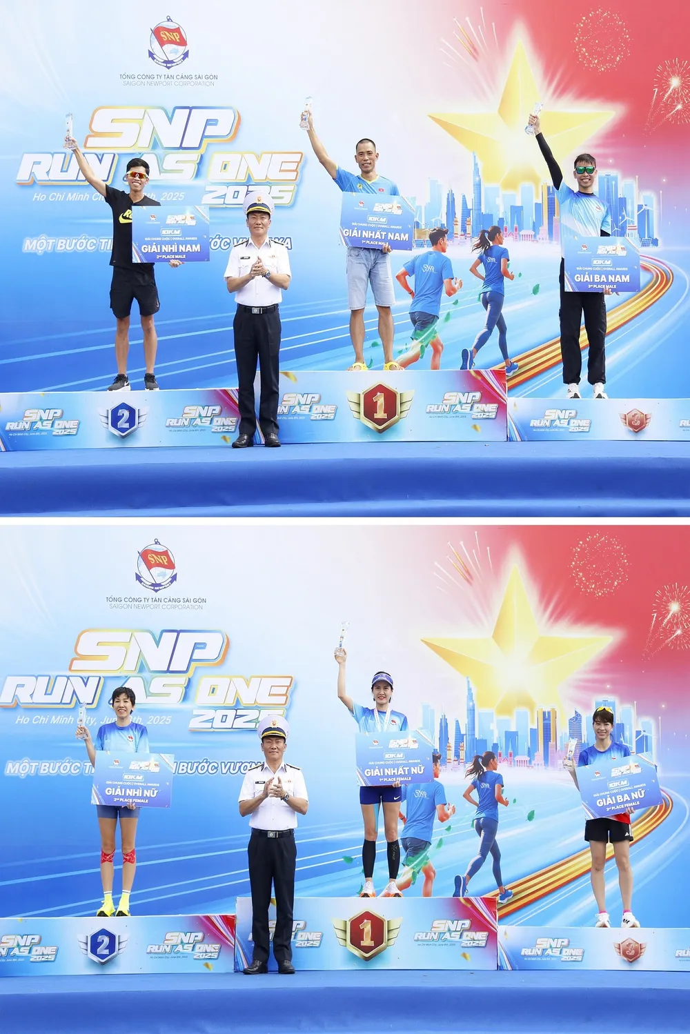 Ban tổ chức trao thưởng cho nam, nữ vận động viên xuất sắc. Ảnh: CÔNG HOAN 8d.jpg