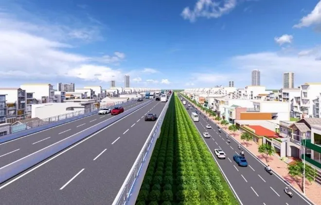 Phối cảnh đường trên cao 4 làn xe trên đường Nguyễn Hữu Thọ. Ảnh: Sở Xây dựng TPHCM BN1.jpg