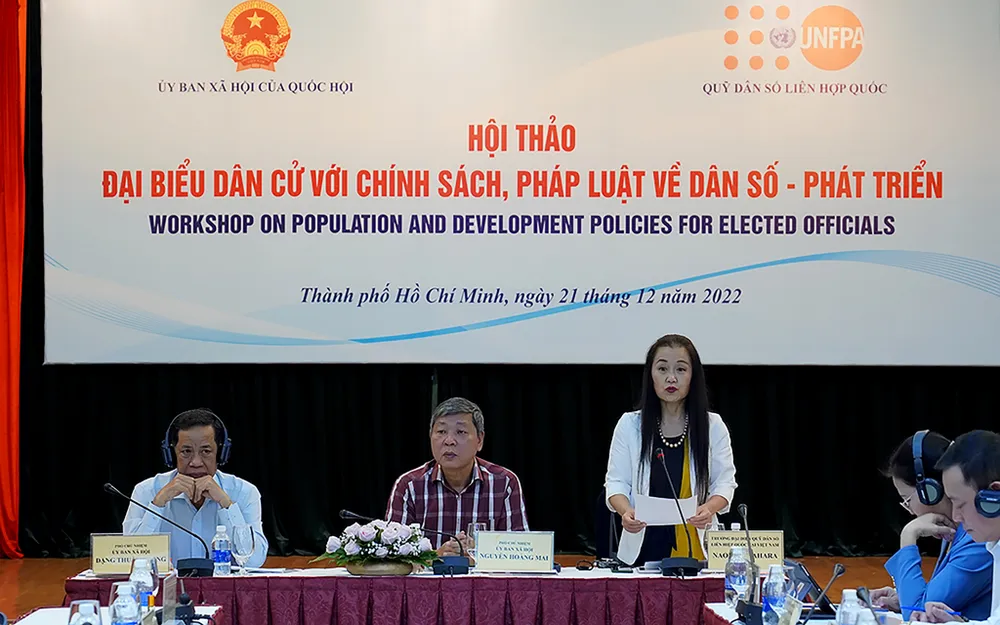 Trưởng đại diện Quỹ dân số Liên hợp quốc tại Việt Nam phát biểu tại hội thảo