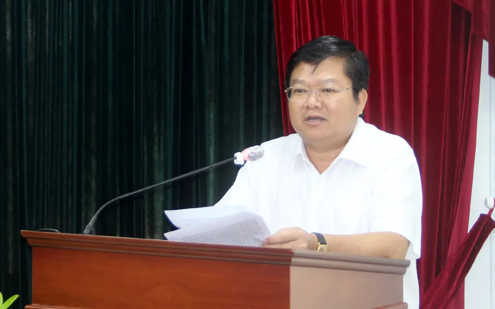 Giám đốc Sở LĐTB-XH TPHCM Lê Văn Thinh phát biểu tại hội nghị.