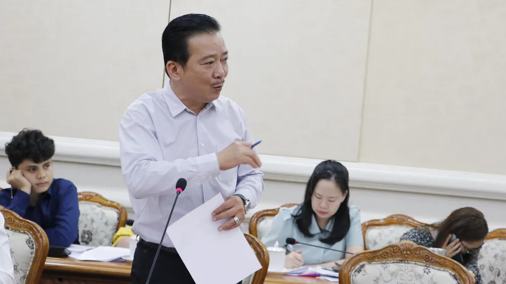 Phó Giám đốc Sở VH-TT Võ Trọng Nam phát biểu tại buổi làm việc. Ảnh: NGÔ BÌNH Phó Giám đốc Sở VH-TT Võ Trọng Nam phát biểu tại buổi làm việc. Ảnh: NGÔ BÌNH