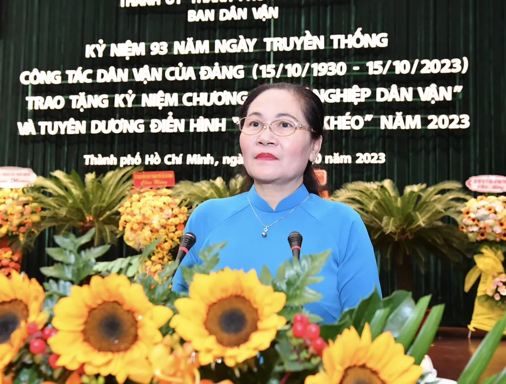 Đồng chí Nguyễn Thị Lệ phát biểu tại buổi lễ. Ảnh: VIỆT DŨNG Đồng chí Nguyễn Thị Lệ phát biểu tại buổi lễ. Ảnh: VIỆT DŨNG