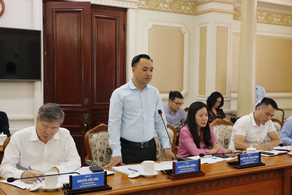 Phó Chủ tịch chuyên trách Hội đồng Quản lý quỹ BHXH Nguyễn Văn Cường phát biểu tại buổi giám sát. Ảnh: NGÔ BÌNH Phó Chủ tịch chuyên trách Hội đồng Quản lý quỹ BHXH Nguyễn Văn Cường phát biểu tại buổi giám sát. Ảnh: NGÔ BÌNH