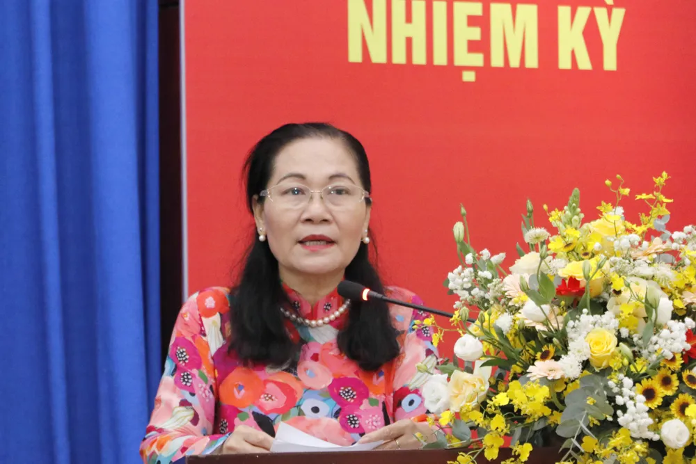 Đồng chí Nguyễn Thị Lệ phát biểu chỉ đạo. Ảnh: NGÔ BÌNH chon c.jpg