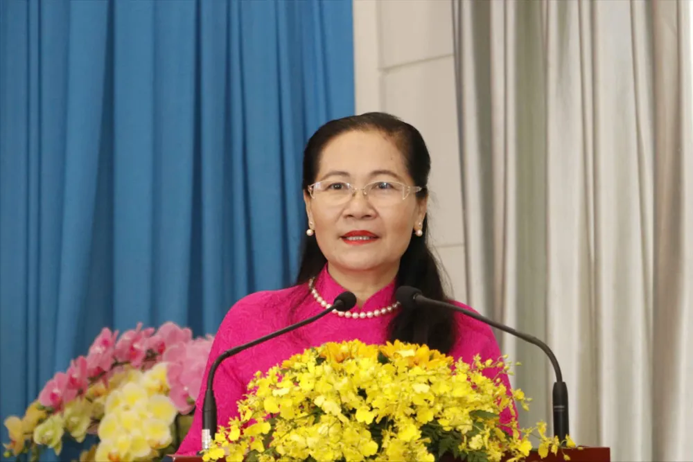 Đồng chí Nguyễn Thị Lệ phát biểu chỉ đạo. Ảnh: NGÔ BÌNH 9641c9ac71bbc6e59faa.jpg