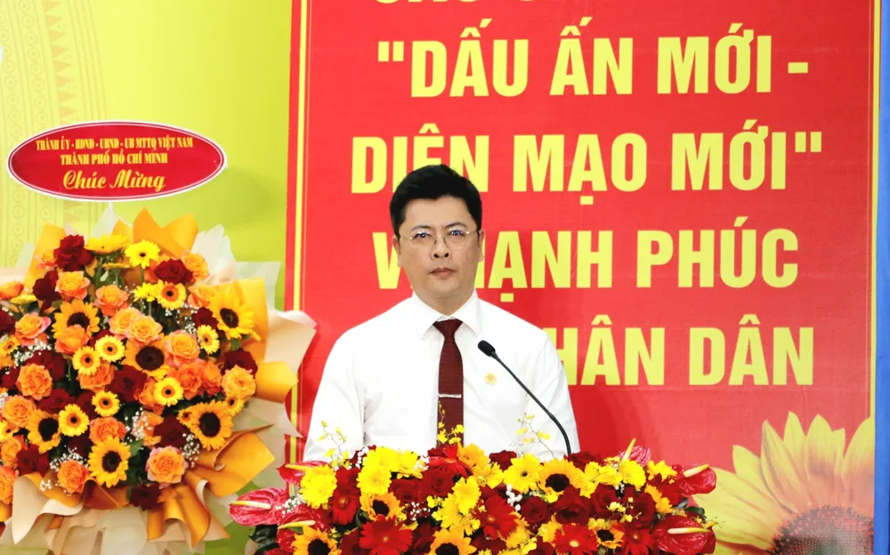 Bí thư Đảng ủy phường Cầu Ông Lãnh Nguyễn Duy An phát biểu _MG_0753.JPG