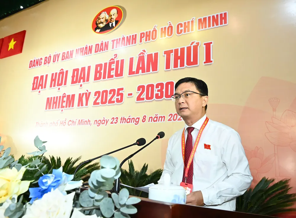 Đồng chí Nguyễn Mạnh Cường phát biểu tại đại hội. Ảnh: VIỆT DŨNG z6935531412216_9090c288ccf66c79d905d0cbac72717b.jpg