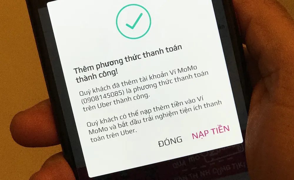Đi Uber, đặt xe và trả tiền bằng MoMo ảnh 1 Đi Uber, đặt xe và trả tiền bằng MoMo ảnh 1