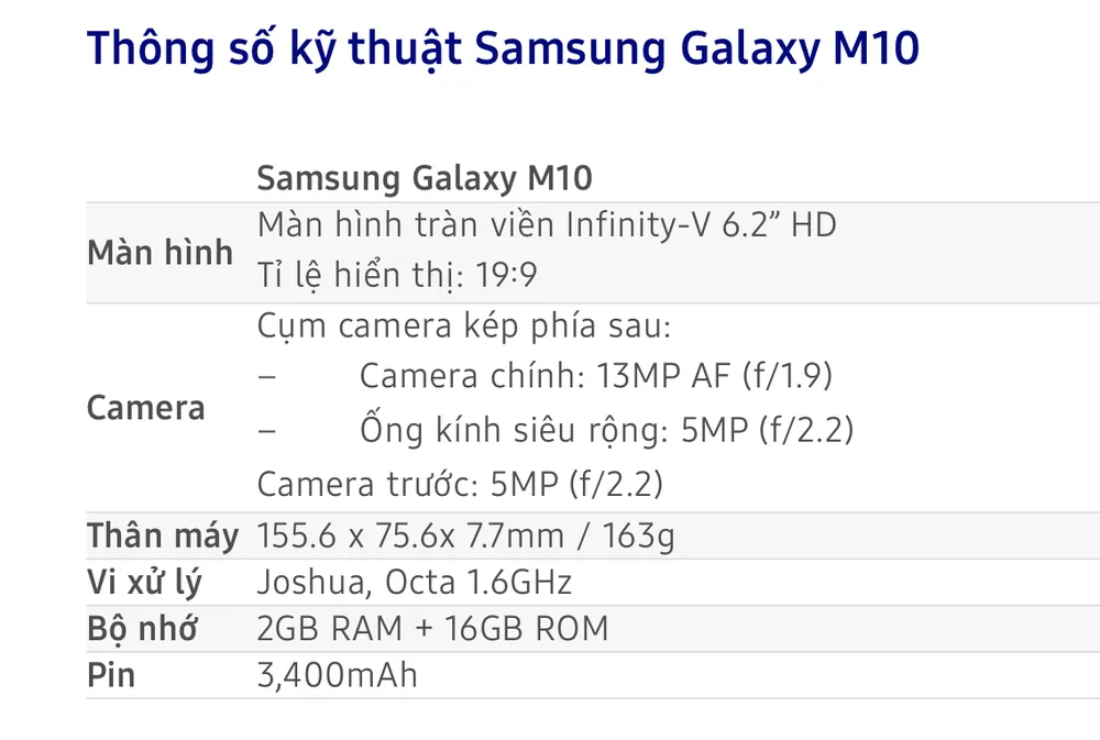 Galaxy M10 giá 3.490.000 đồng nhưng mua trên Lazada chỉ 2.790.000 đồng ảnh 3 Galaxy M10 giá 3.490.000 đồng nhưng mua trên Lazada chỉ 2.790.000 đồng ảnh 3