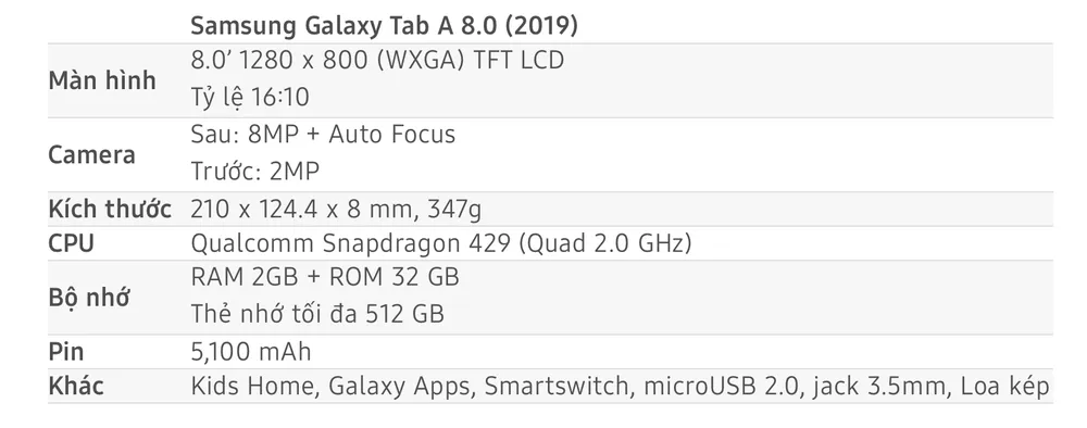 Galaxy Tab A 8.0 giá chỉ 3.690.000 đồng ảnh 2