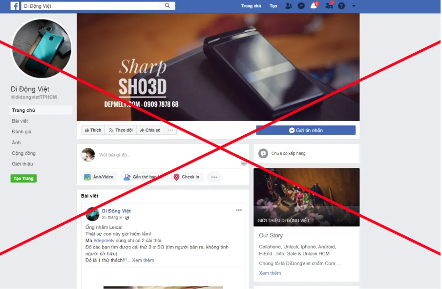 Di Động Việt cảnh báo hành động giả mạo fanpage, website của hệ thống để lừa đảo khách hàng ảnh 1
