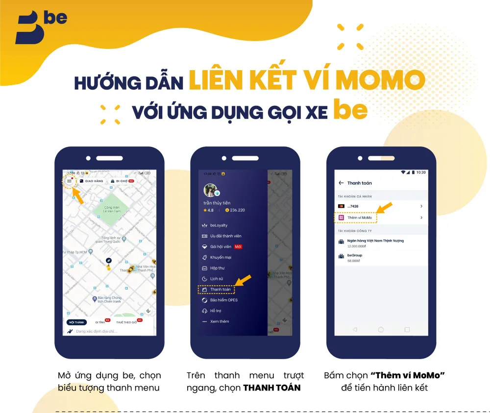 Ứng dụng gọi xe "be" đã thanh toán được bằng ví MoMo  ảnh 2