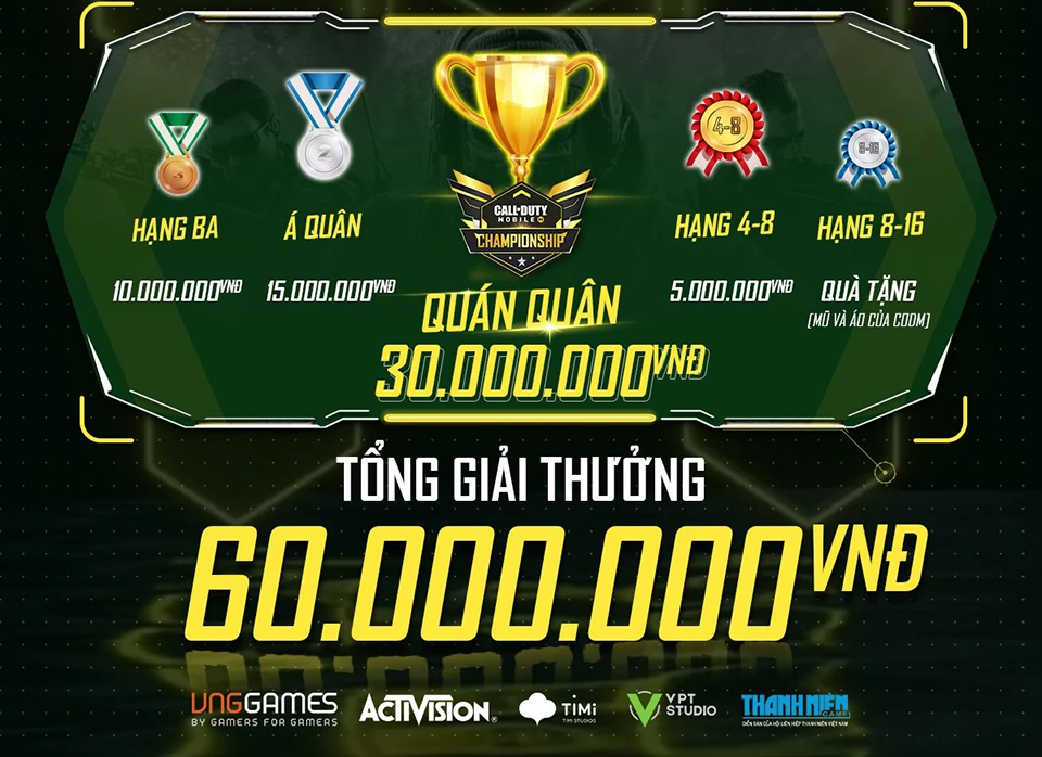 Nhiều phẩn thưởng hấp dẫn từ ấu online Call of Duty Mobile Tournament