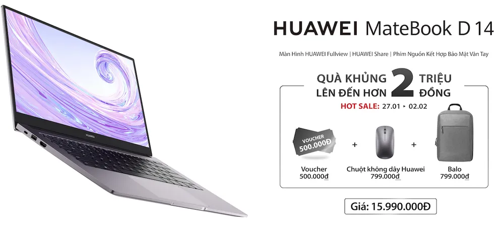 Huawei MateBook D 14 được bán online với giá gần 16 triệu đồng  ​ ảnh 3