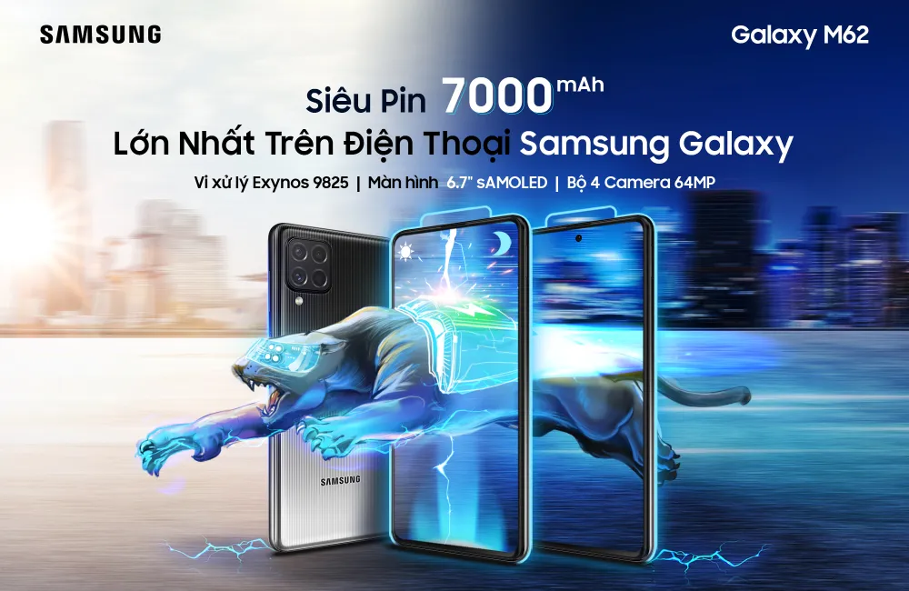 Galaxy M62 với Pin 7000mAh, hỗ trợ sạc nhanh  ảnh 2 Galaxy M62 với Pin 7000mAh, hỗ trợ sạc nhanh  ảnh 2