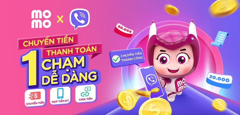 Người dùng có thể chuyển tiền bằng Ví MoMo ngay trên ứng dụng chat Viber